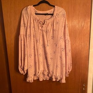 Light Pink Blouse with Ruffle Hem